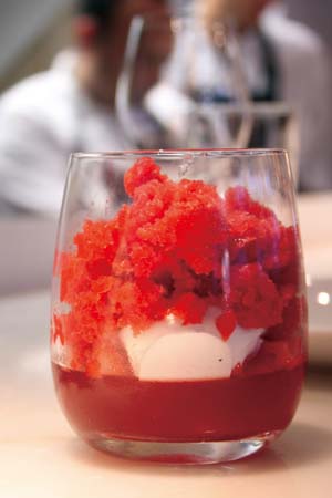 Strawberry jelly, coconut sorbet &amp; granita  $16