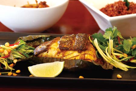 Fish Roasted in Banana Leaves Market price   + Cardamom perfumed kipfler potatoes $14 + Red rice $6