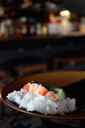 Lobster, cucumber and caviar temaki roll