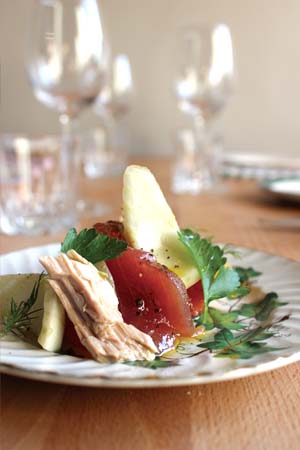 Tuna, Preserved, Raw and Smoked, fennel, citrus