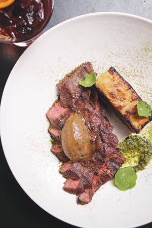 Black Angus Flatiron Steak, Sweet Potato + Mustard Mille-Foglie