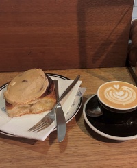 Peanut butter bread and coffee